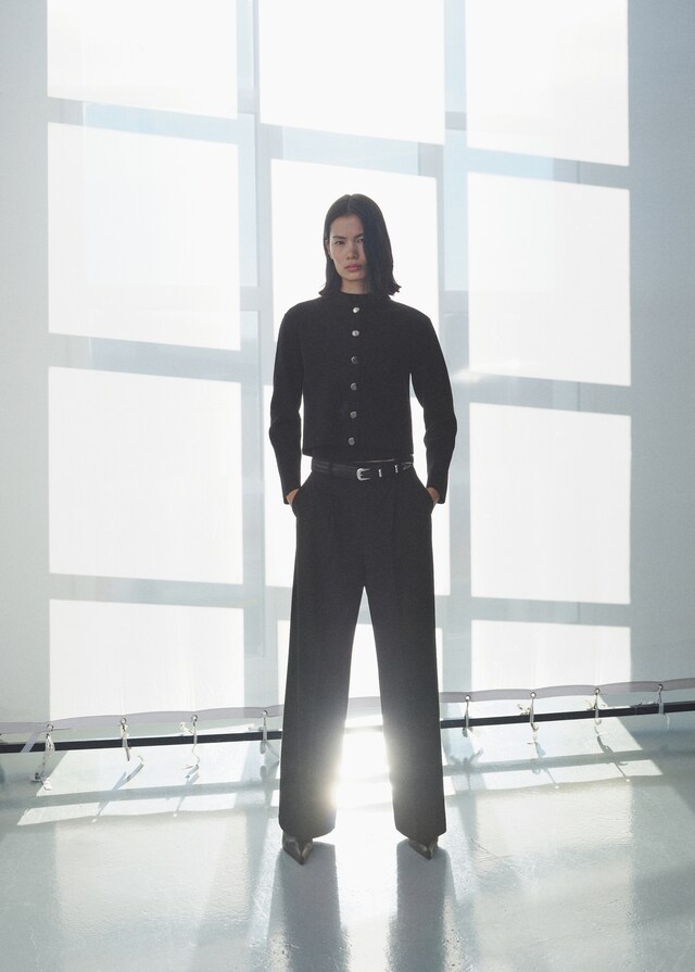 Mango Giacca Collo Fascia Bottoni Gioiello