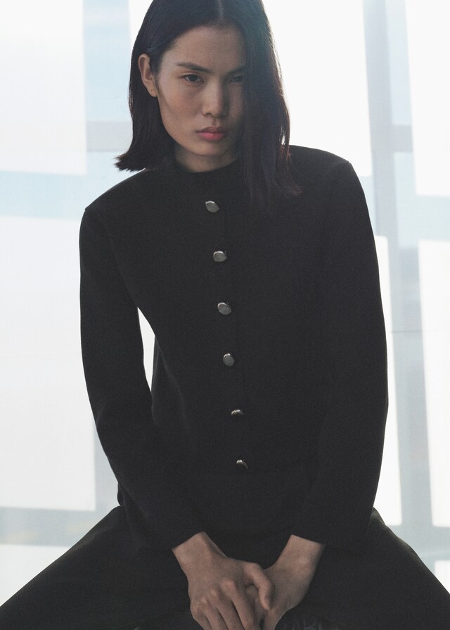 Mango Giacca Collo Fascia Bottoni Gioiello