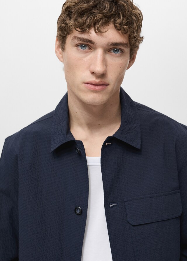 Mango Giacca Cotone Seersucker