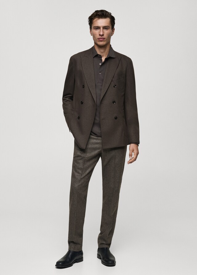 Mango Giacca Doppiopetto Flanella Lana Vergine