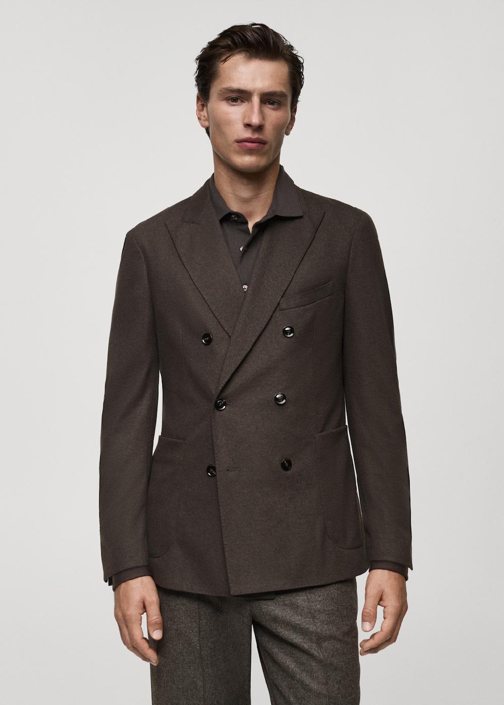 Mango Giacca doppiopetto flanella lana vergine