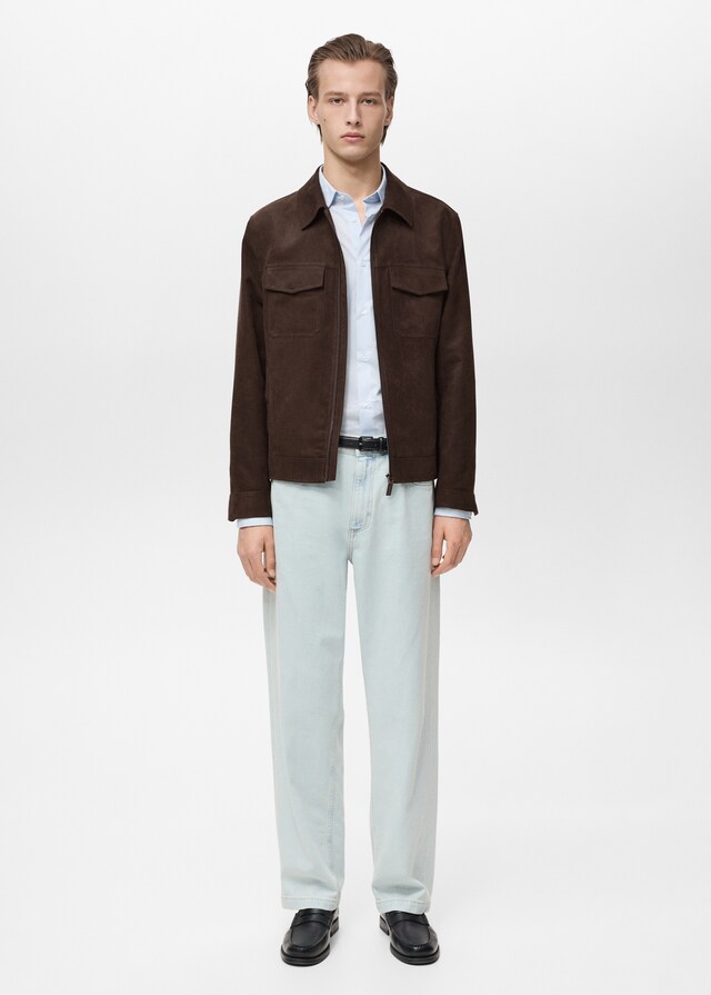 Mango Giacca Effetto Camoscio Zip