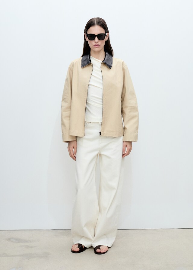 Mango Giacca In Cotone Con Collo A Contrasto