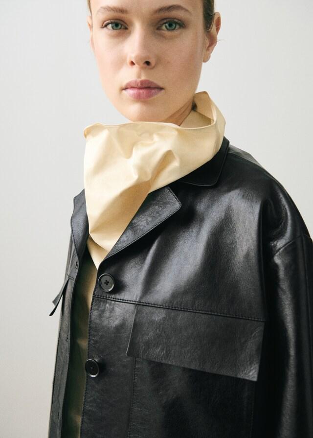 Mango Giacca Oversize Pelle Tasche