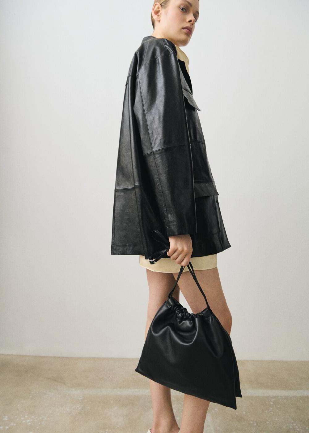 Mango Giacca oversize pelle tasche