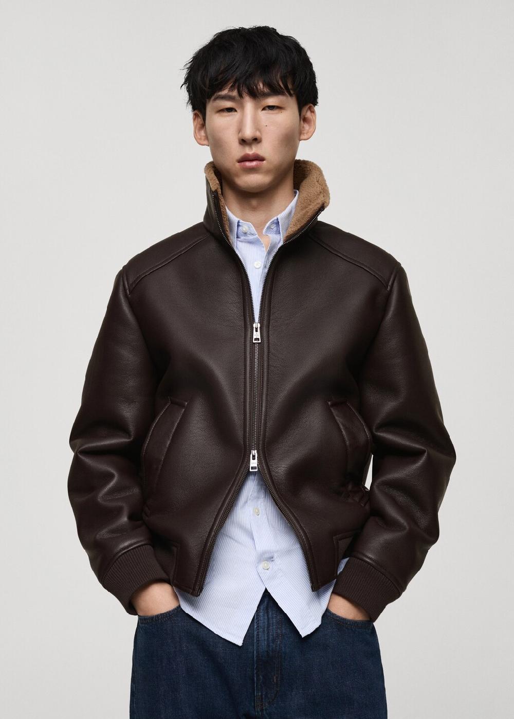 Mango Giacca similpelle interno montone