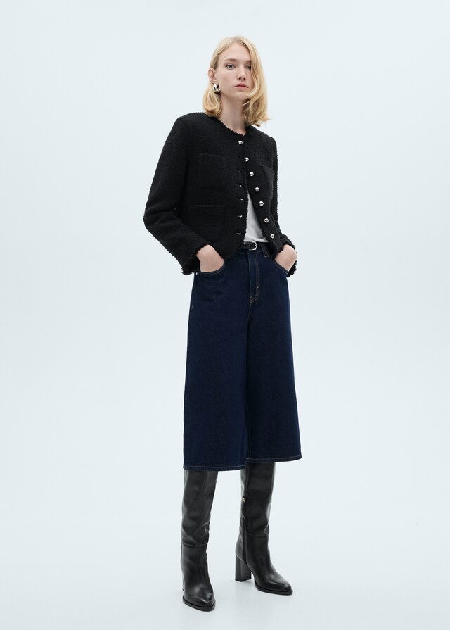 Mango Giacca Tweed Bottoni Gioiello