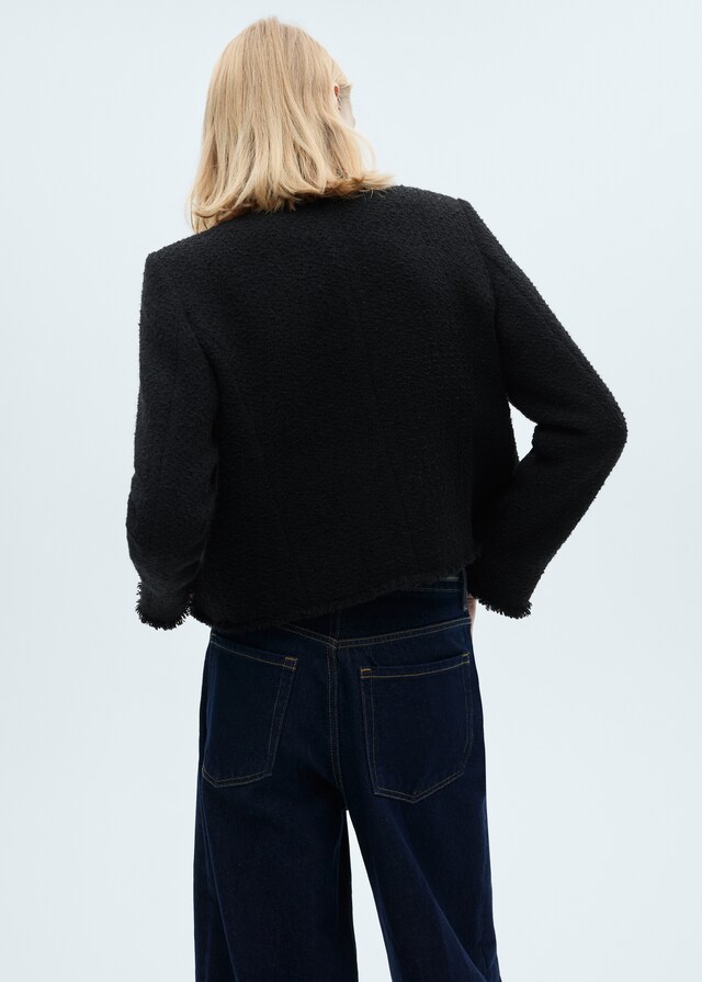 Mango Giacca Tweed Bottoni Gioiello