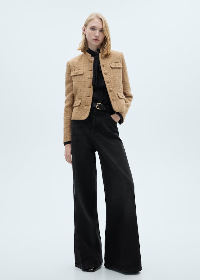 Mango Giacca Tweed Collo Fascia