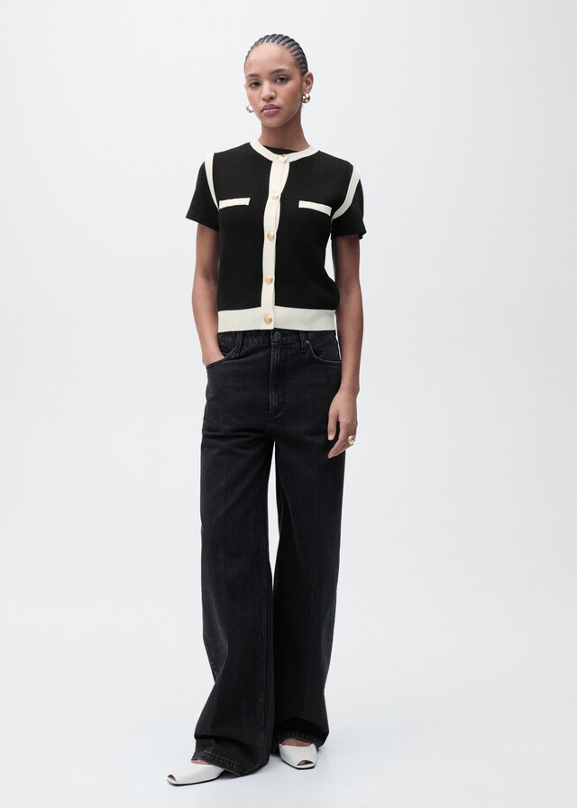 Mango Gilet Maglia Bordi A Contrasto