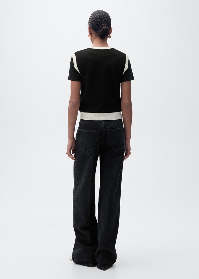Mango Gilet Maglia Bordi A Contrasto