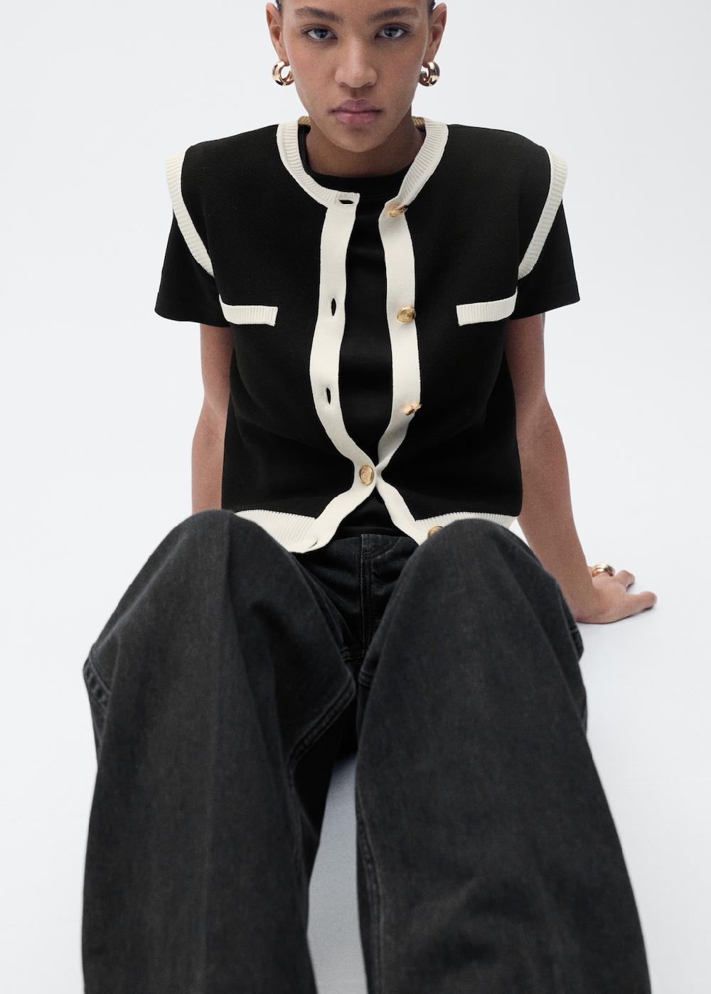 Mango Gilet maglia bordi a contrasto