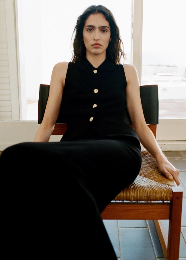 Mango Gilet Maglia Bottoni Gioiello