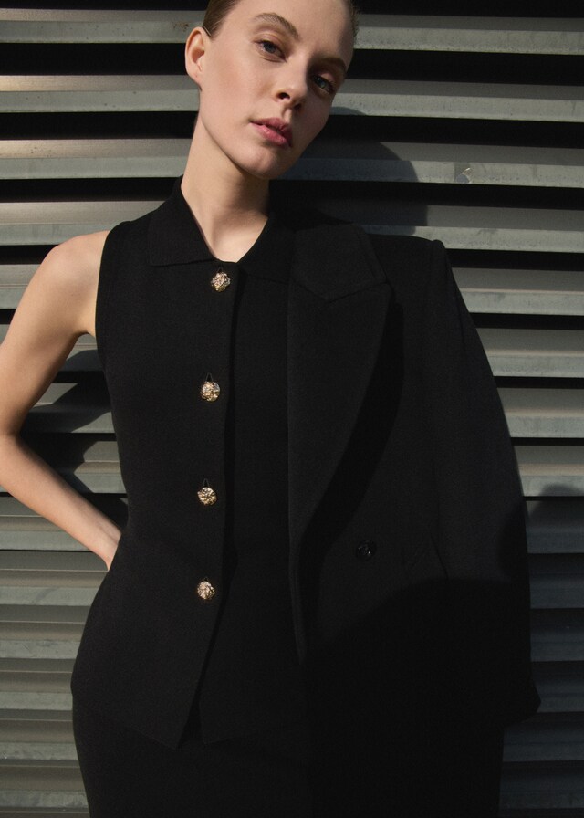 Mango Gilet Maglia Bottoni Gioiello