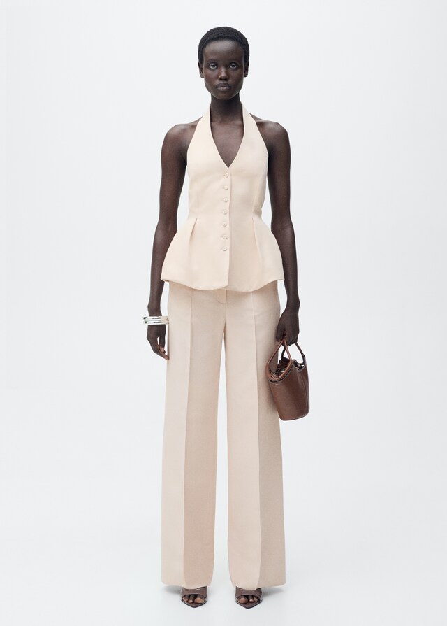 Mango Giletto Con Collo All'americana E Pinces