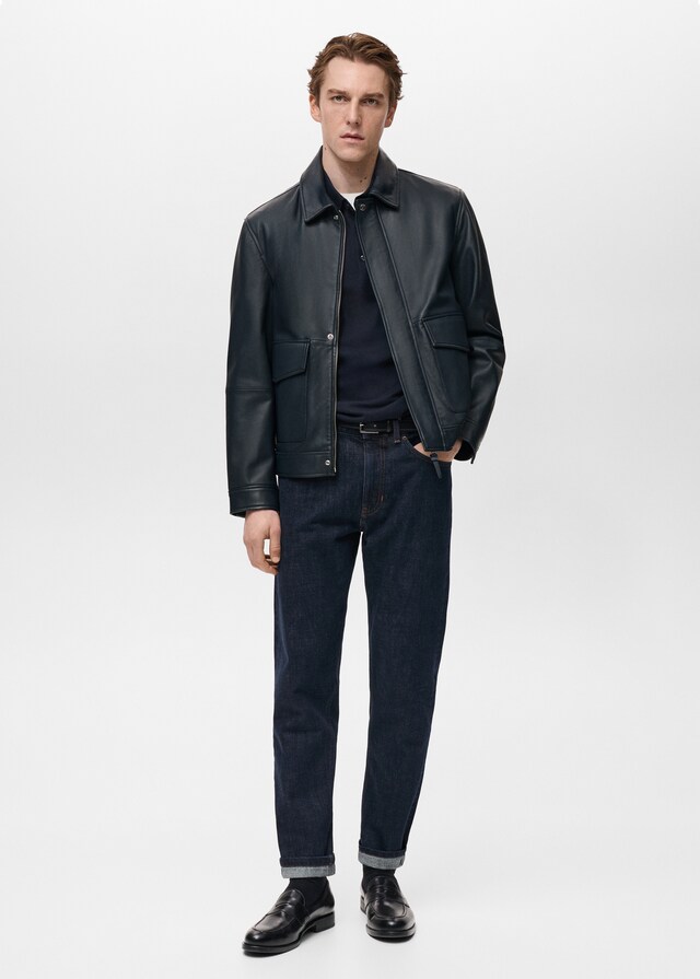 Mango Giubbotto Pelle Nappa Tasche