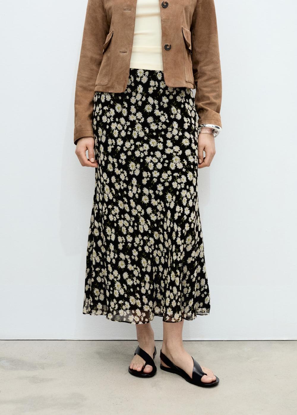 Mango Gonna lunga a fiori svasata