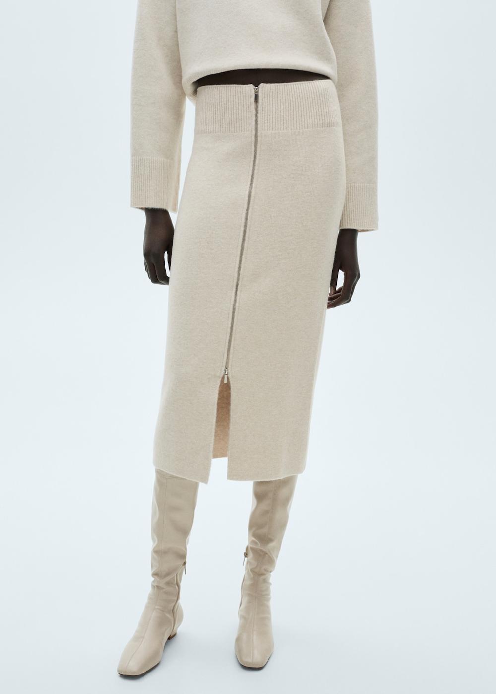 Mango Gonna midi maglia zip