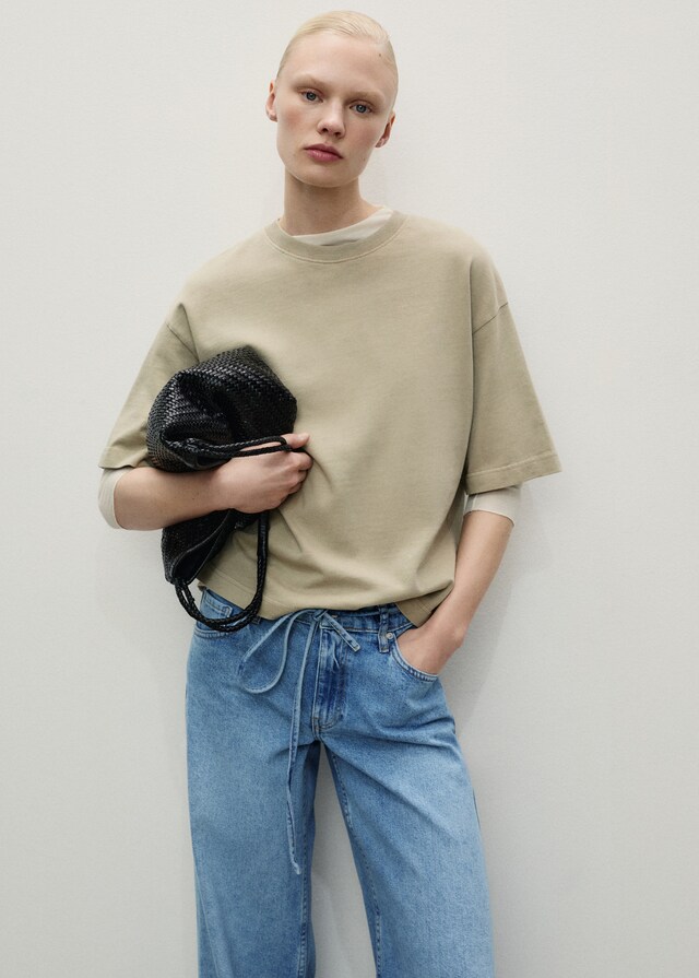 Mango Jeans A Gamba Larga A Vita Bassa Con Cintura