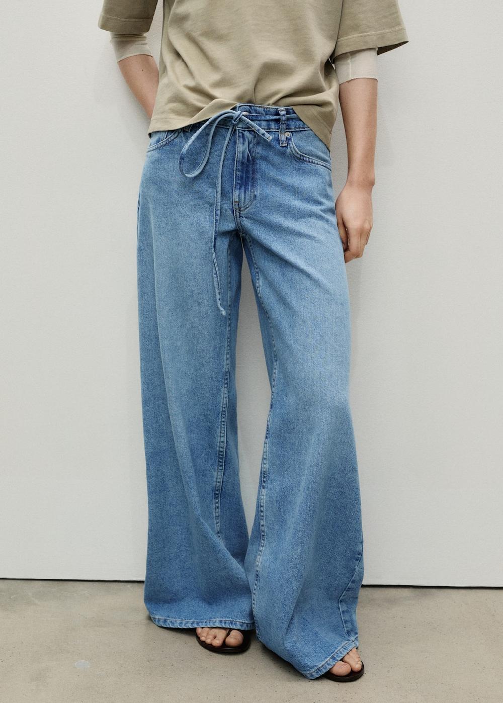 Mango Jeans a gamba larga a vita bassa con cintura