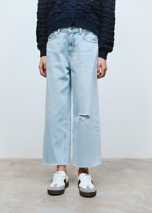 Mango Jeans Culotte Bordo Inferiore Sfilacciato