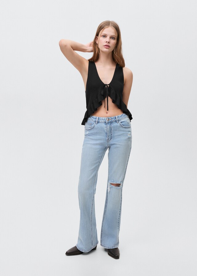 Mango Jeans Flare Strappi Decorativi