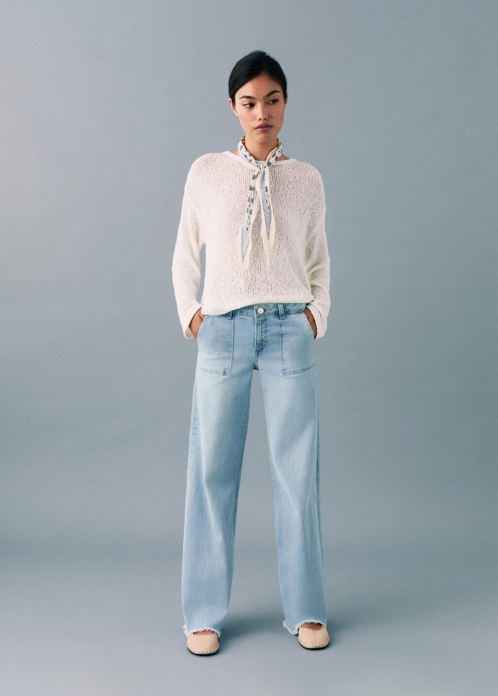 Mango Jeans wideleg bordo inferiore sfilacciato