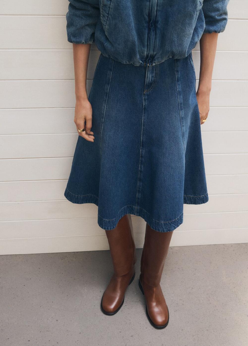 Mango Leather boots with decorative buckle