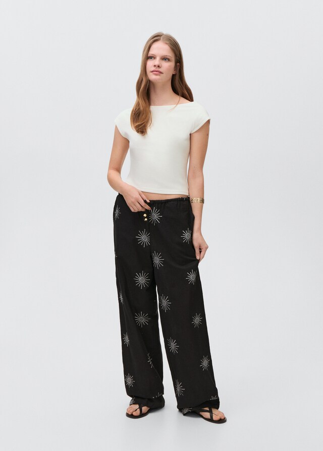 Mango Maglietta 100% Cotone Collo A Barca