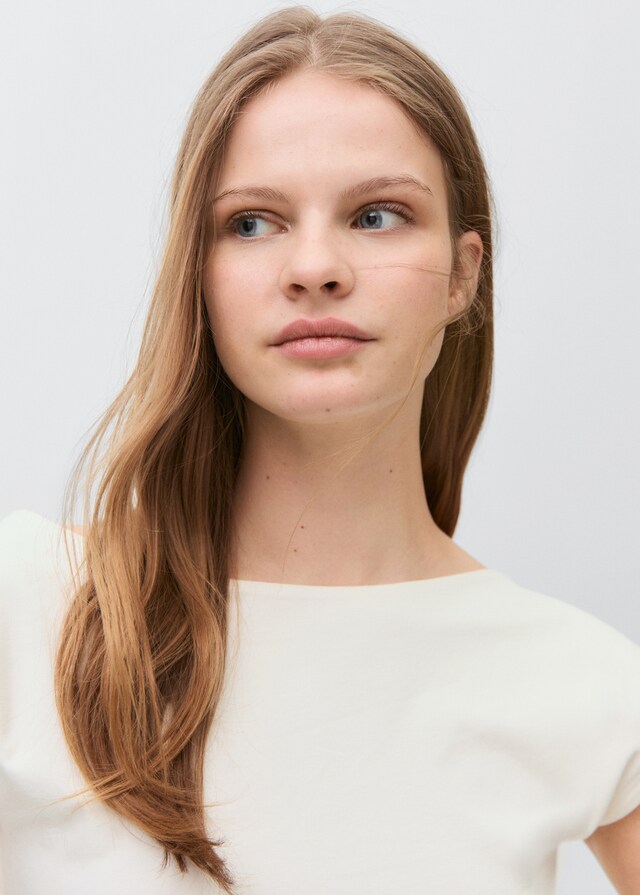 Mango Maglietta 100% Cotone Collo A Barca