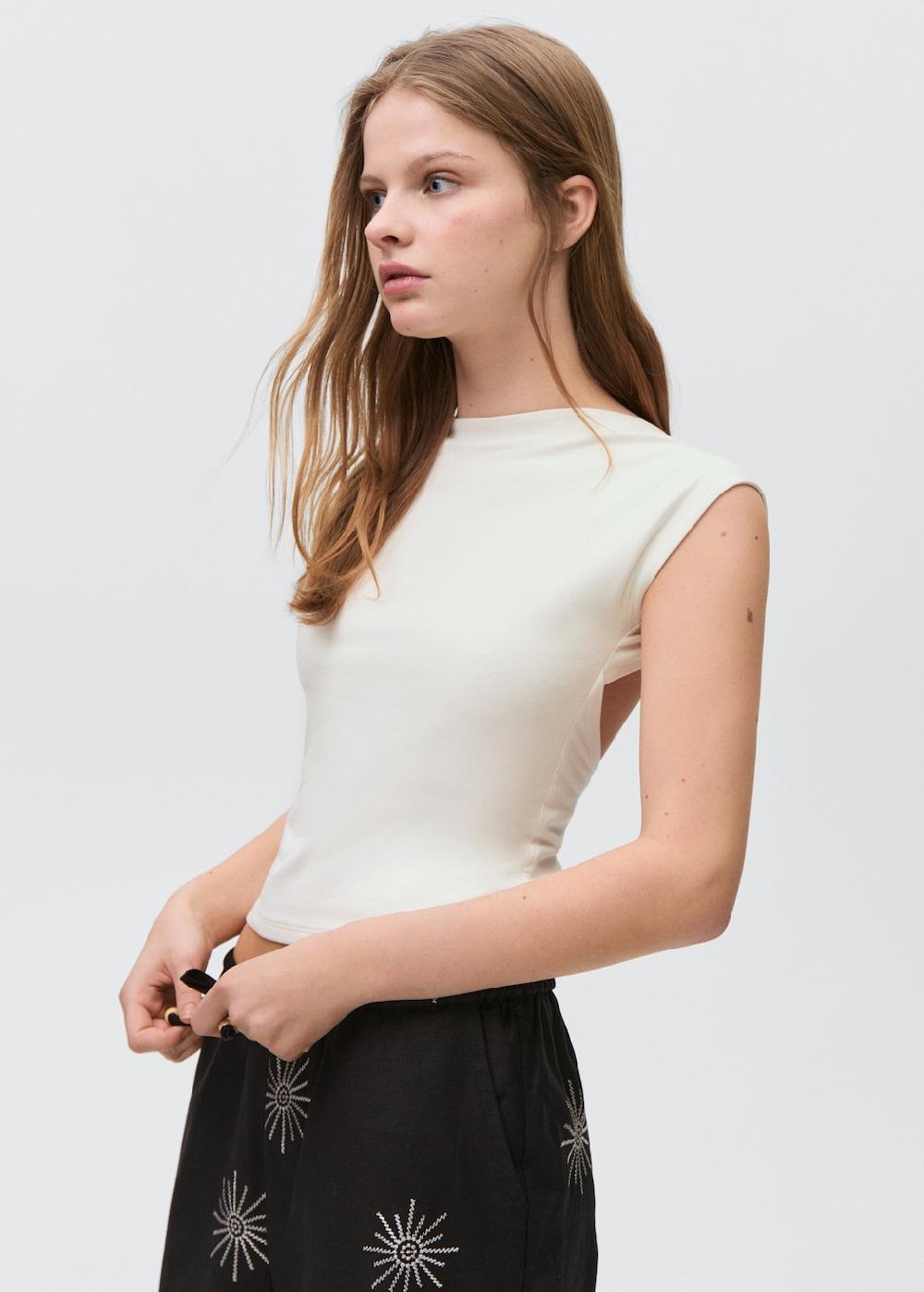 Mango Maglietta 100% cotone collo a barca