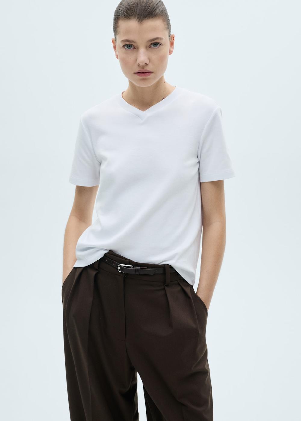 Mango Maglietta cotone collo a V