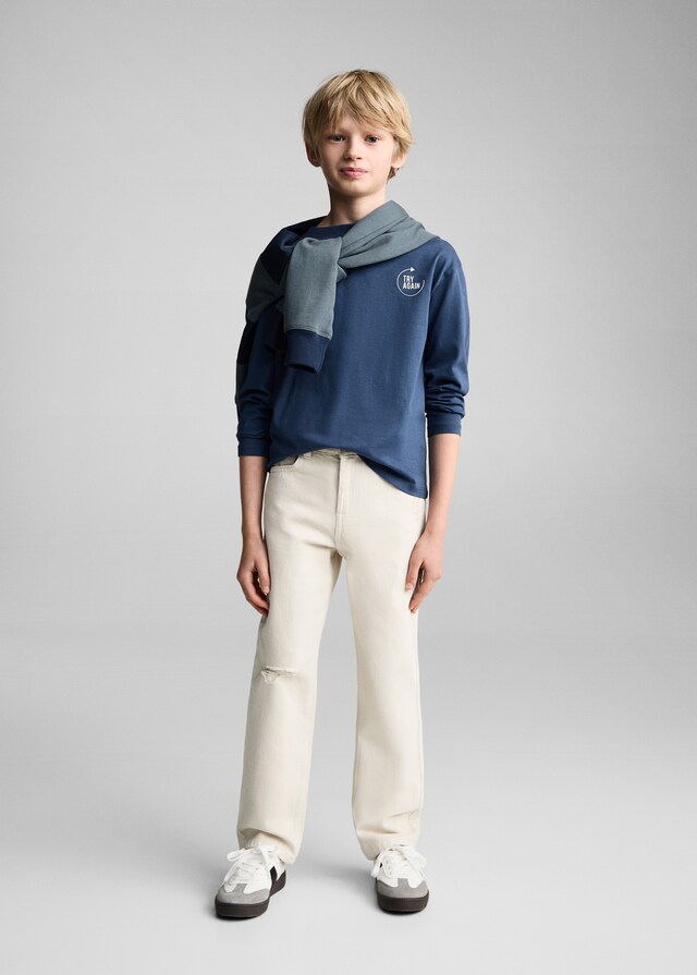 Mango Maglietta Cotone Messaggio