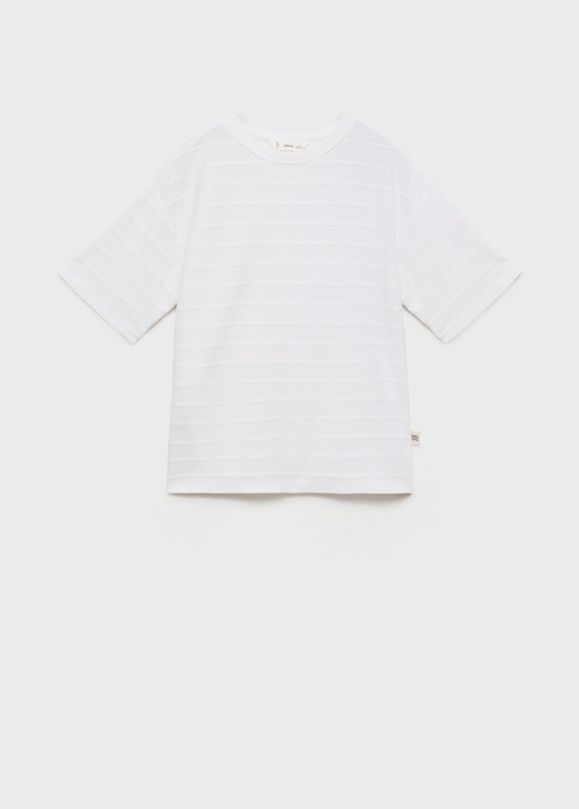 Mango Maglietta Cotone Righe Rilievo