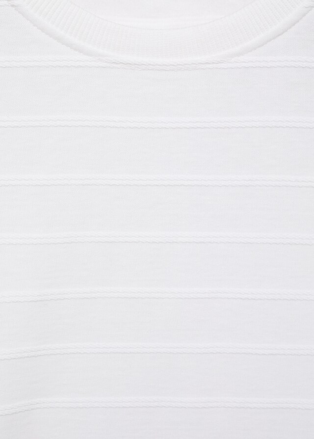 Mango Maglietta Cotone Righe Rilievo