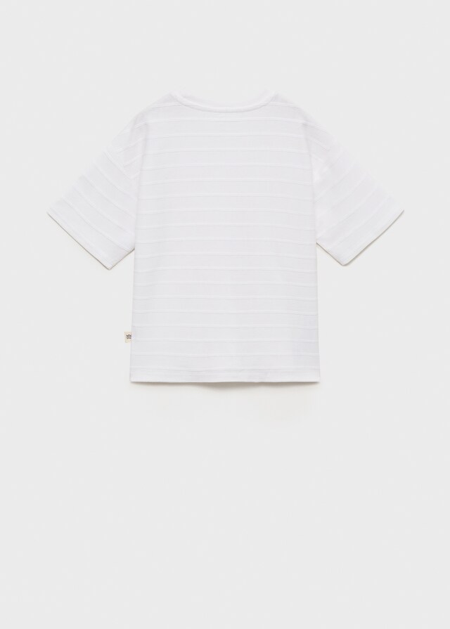 Mango Maglietta Cotone Righe Rilievo