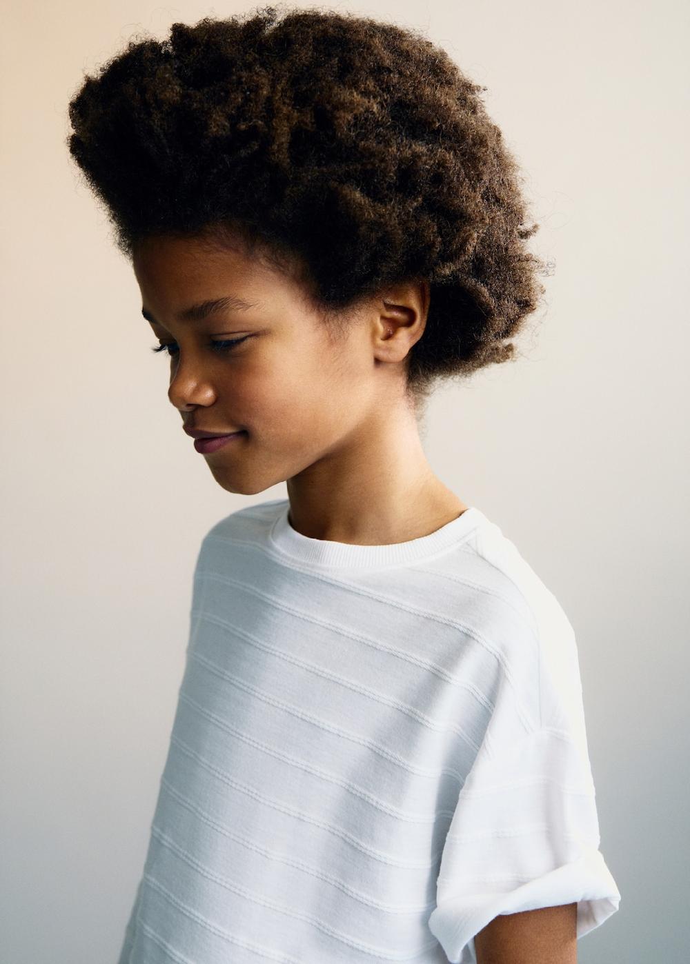 Mango Maglietta cotone righe rilievo