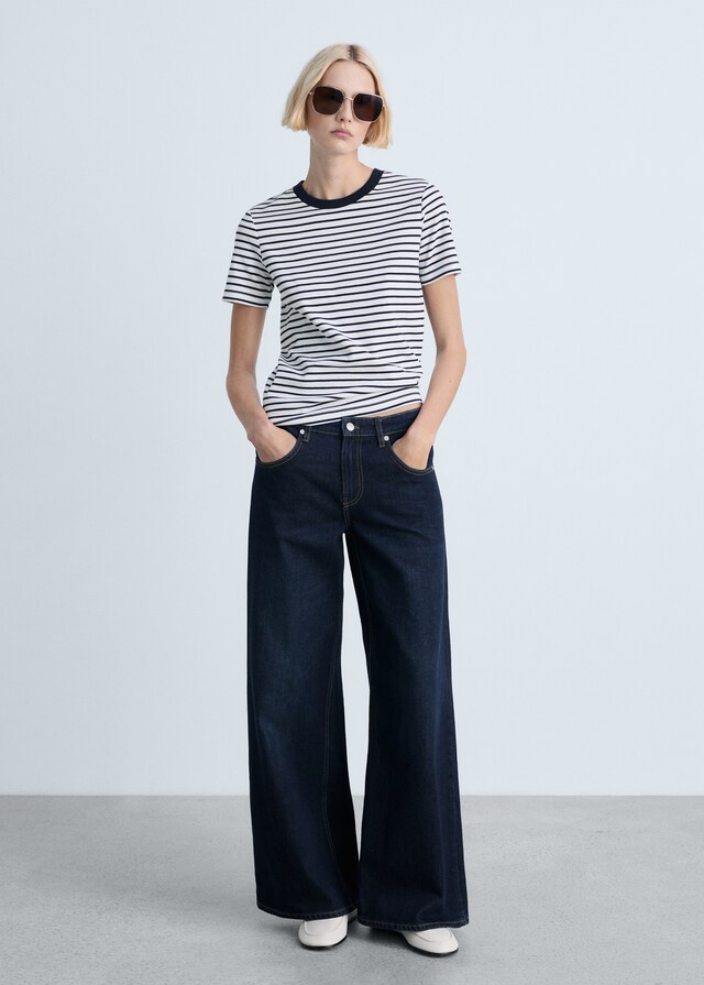 Mango Maglietta In Cotone A Maniche Corte A Righe