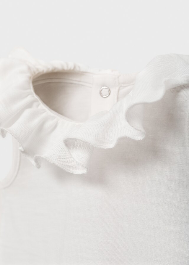 Mango Maglietta In Cotone Con Collo A Volant