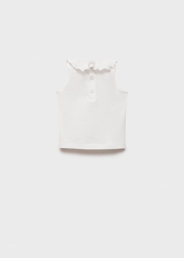 Mango Maglietta In Cotone Con Collo A Volant