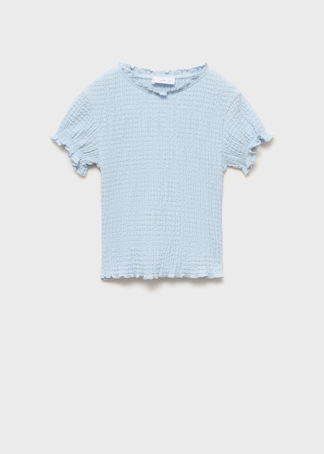 Mango Maglietta Increspata Maniche Corte