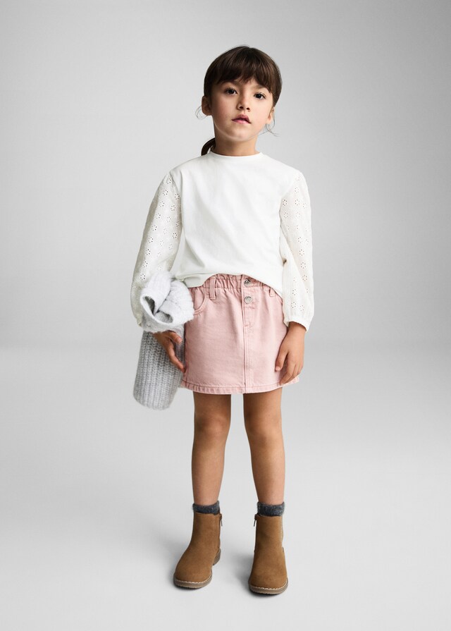 Mango Maglietta Manica Ricamata