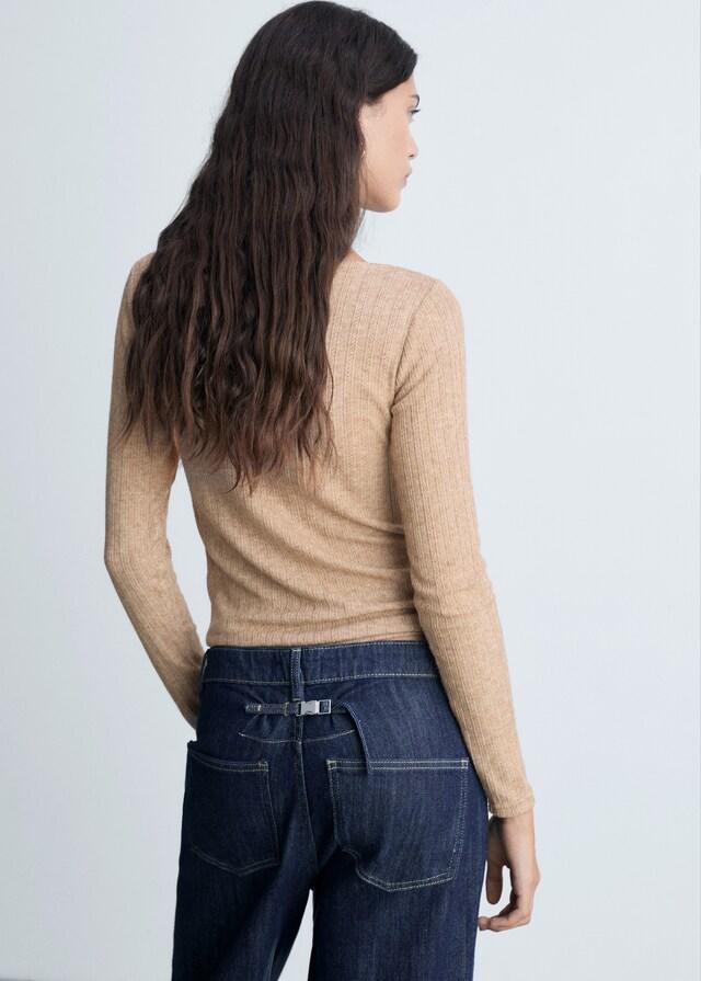 Mango Maglietta Maniche Lunghe Pointelle