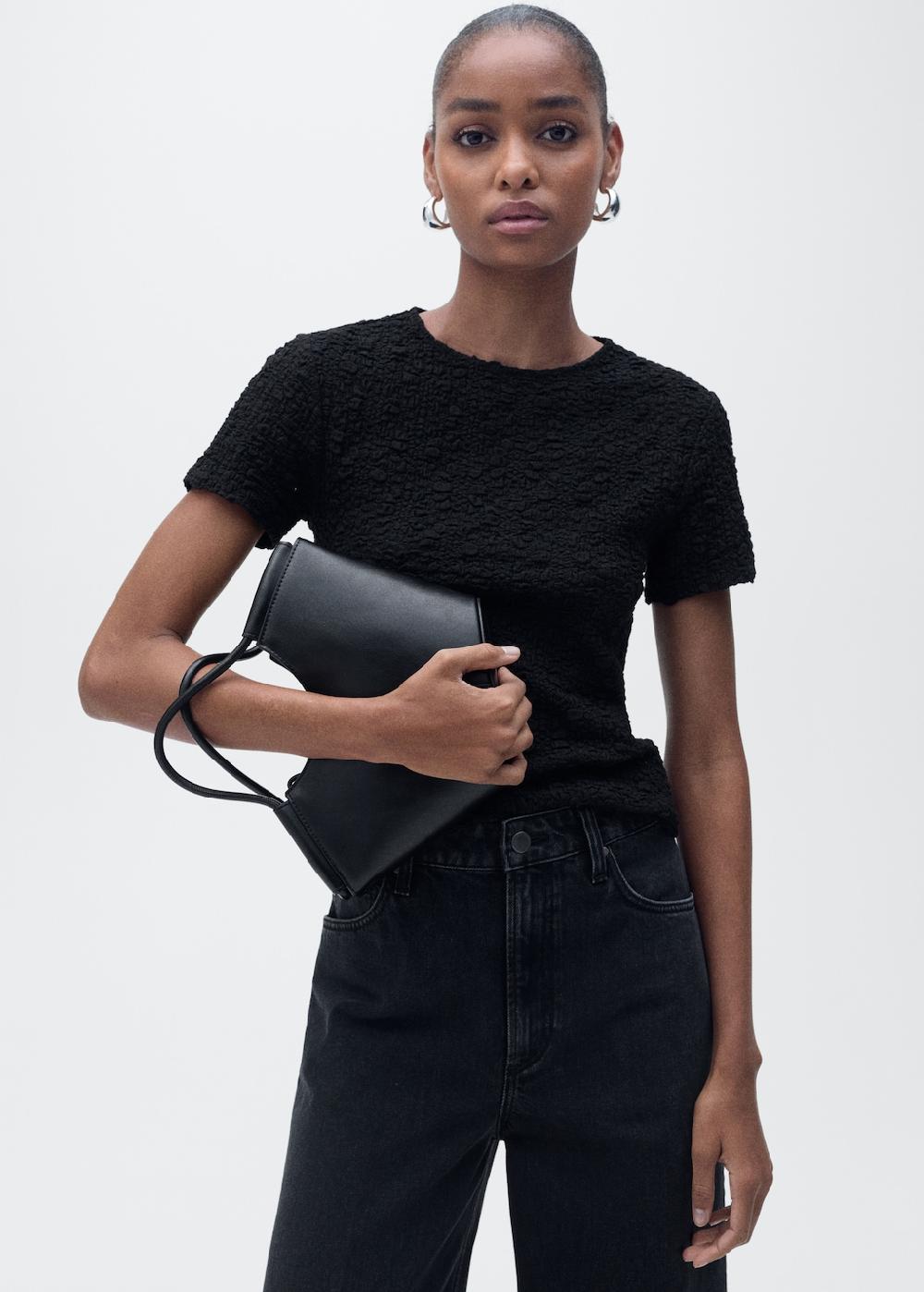 Mango Maglietta misto cotone texture