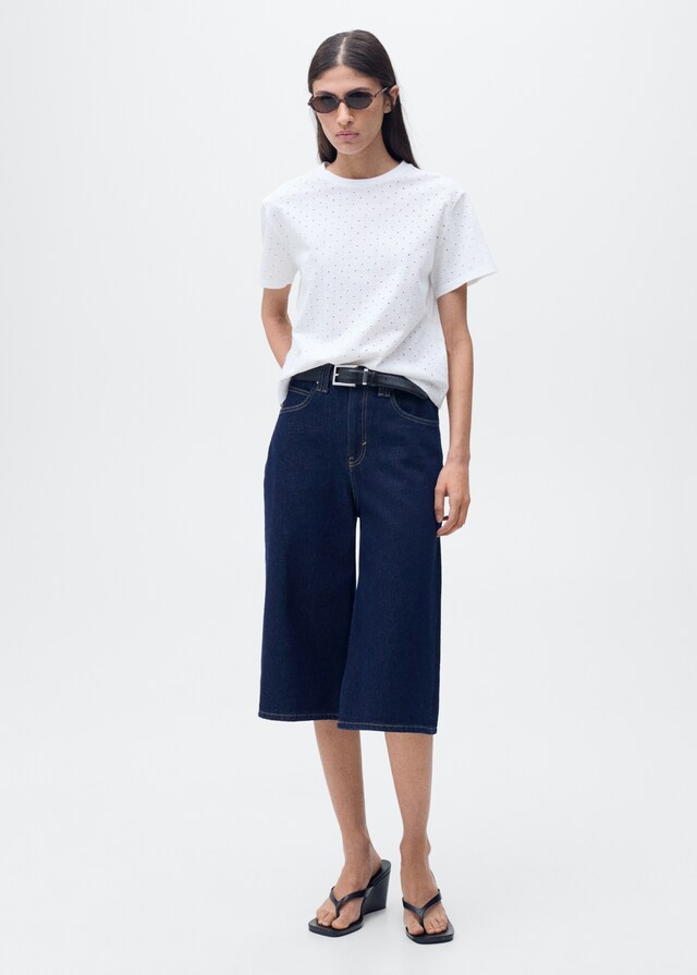 Mango Maglietta Traforata Ricami