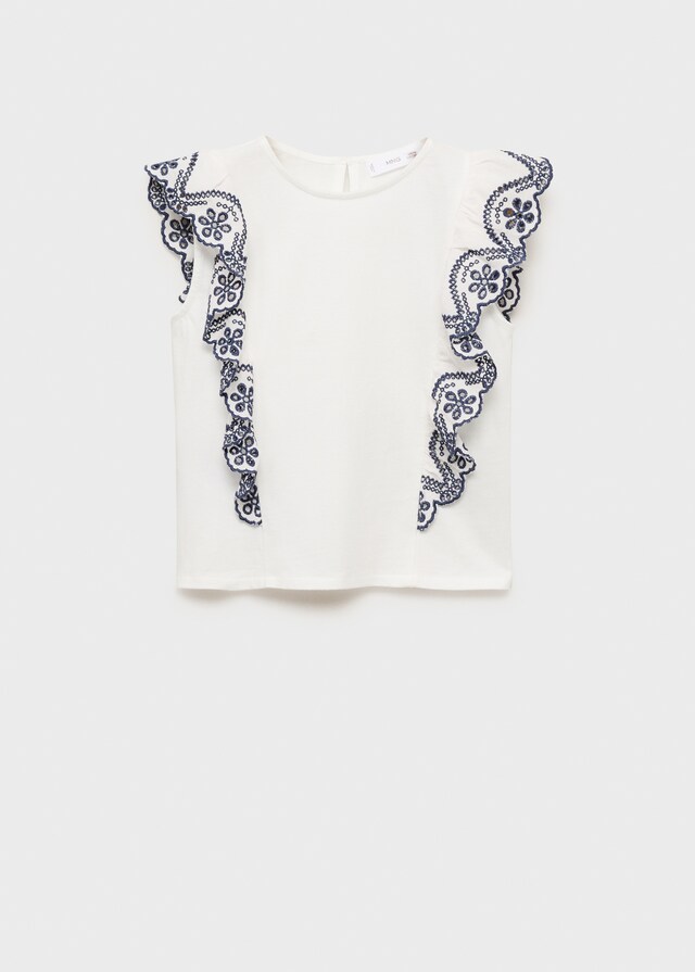 Mango Maglietta Volant Ricamati