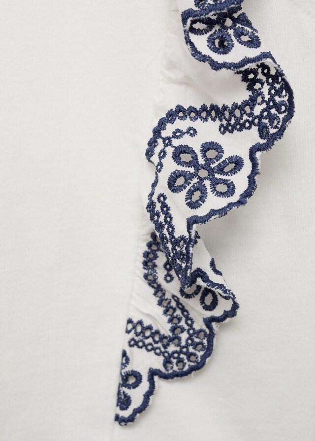 Mango Maglietta Volant Ricamati