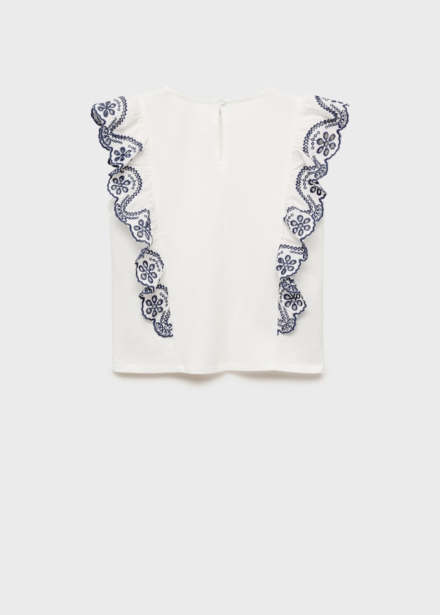 Mango Maglietta Volant Ricamati