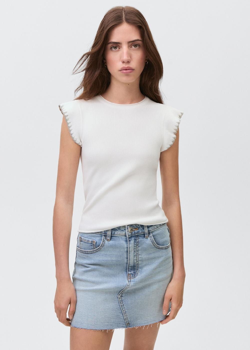 Mango Minigonna denim bordo inferiore sfilacciato