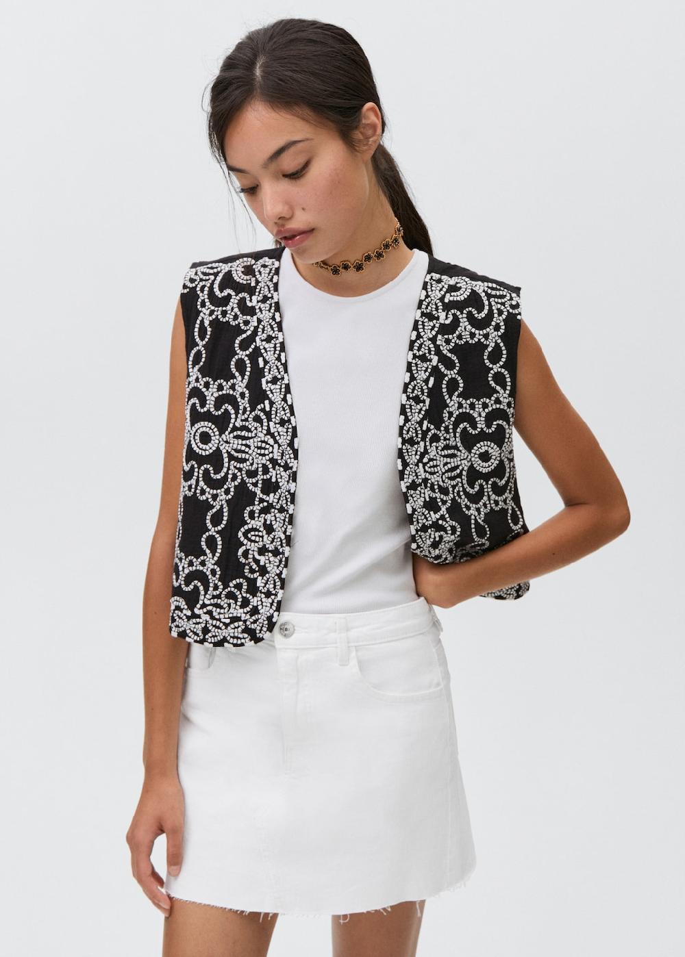 Mango Minigonna denim bordo inferiore sfilacciato